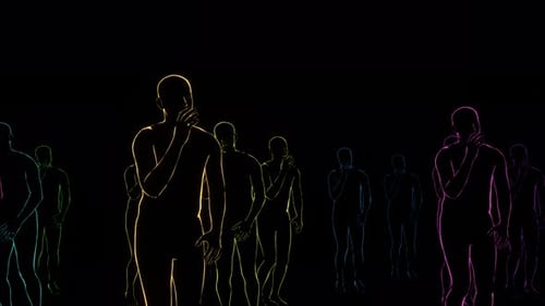 Verrückter Tanz von Neonmenschen auf schwarzem Hintergrund VJ Loop