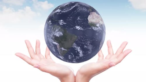 Earth Globe On The Hand Background 4k Loop