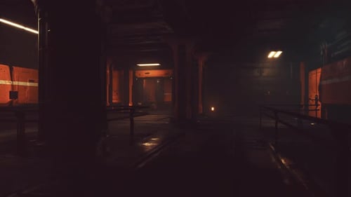 Empty Corridor with Reflective Wall