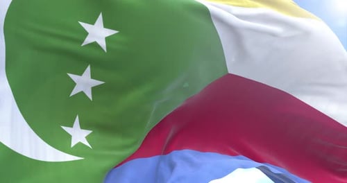 Kamera mit schwenkender und rotierender Flagge der Komoren 4K