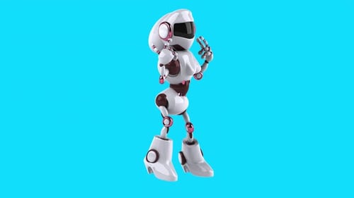Fun 3D cartoon happy robot (with alpha channel)