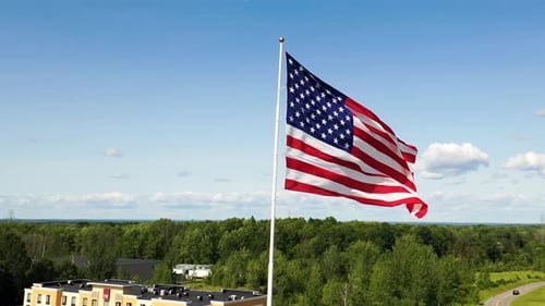 American Flag Waving Proudly in the Wind