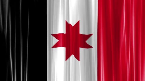 Waving Flag Animation with Black, White, and Red Stripes and Red Star