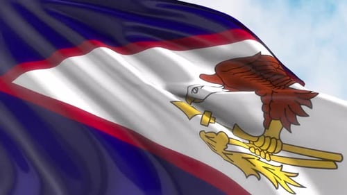 Ondeando la bandera de Samoa Americana