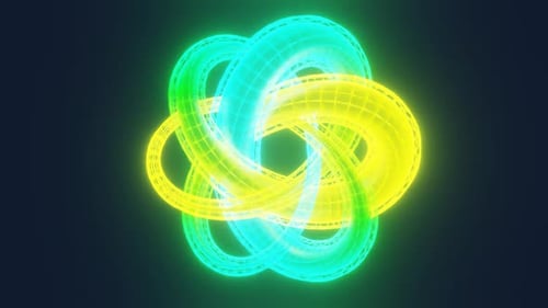 Animation en boucle d'arrière-plan Moving Crazy Knot, cyan et jaune, en 1080Hd