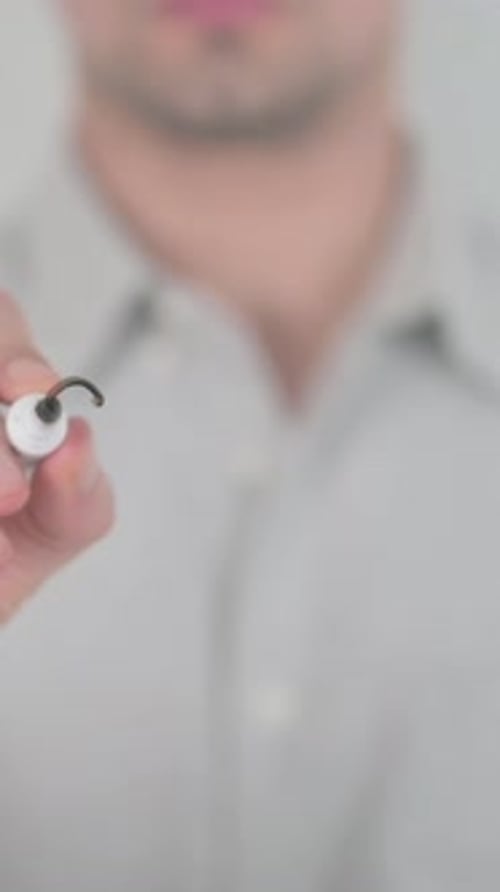 Man Writes Server with Marker Close Up Portrait