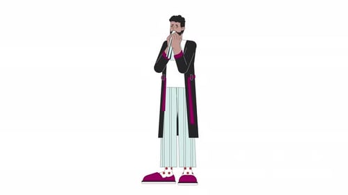 Flat Design Animation of Man Sneezing