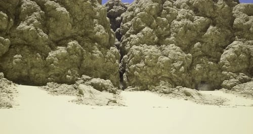 Rock Formations in a Desert Landscape with Bright Blue Sky Above