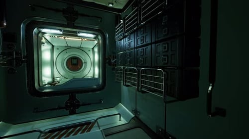 À l'intérieur de la station spatiale vide