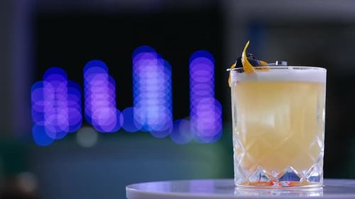 Cocktail on Table with Blurred Light Background