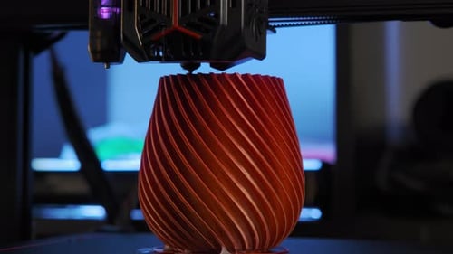 3D Printer Working Fused Deposition Modeling From Plastic