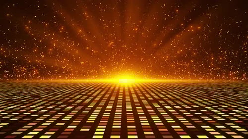 Golden Particle Glow Grid Stage Background for Awards Celebration