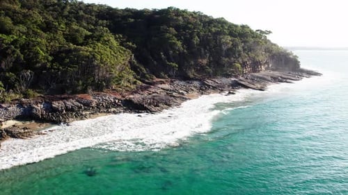 Tropical Beach Of Noosa National Park In Queensland, Australia - Aerial Drone Shot