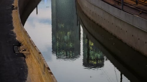 River reflection of tall skyscrapers
