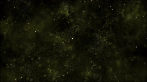 Particles floating in the air animated background. Animation of golden particles on black background