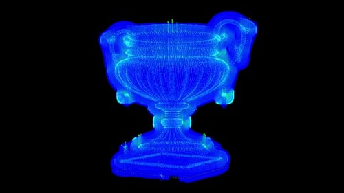 Digital Blue Hologram Trophy Rotating Loop