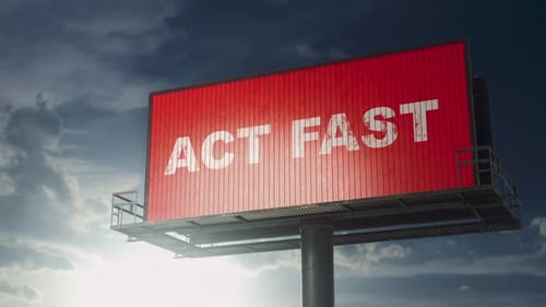 Animated Motivational Text Reveal on Grunge Billboard