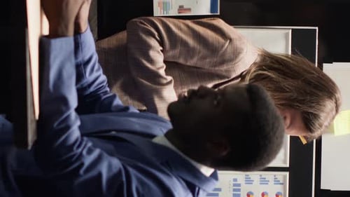 Business Meeting and Data Analysis in Urban Office