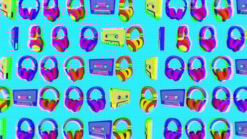 Risograph Style Cassettes & Headphones Loop