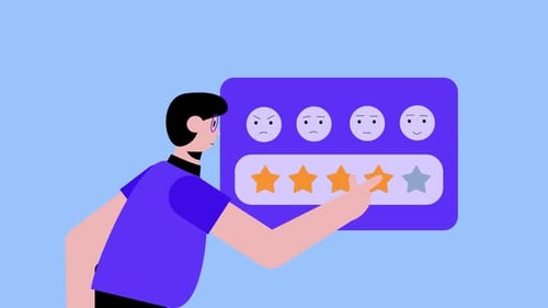 Flat Design Animation of User Giving Star Rating Feedback