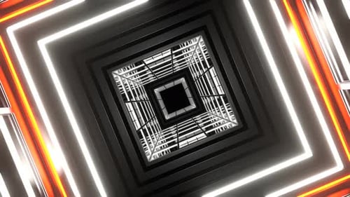 Orange And White Square Strobe Light Tunnel Background Vj Loop In 4K