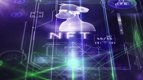 NFT-Infografiken im digitalen Raum Abstrakter Fluss 4K