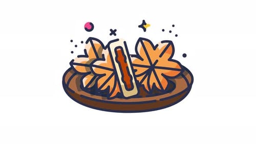 Decorative Animated Japanese Momiji Tempura Food Icon