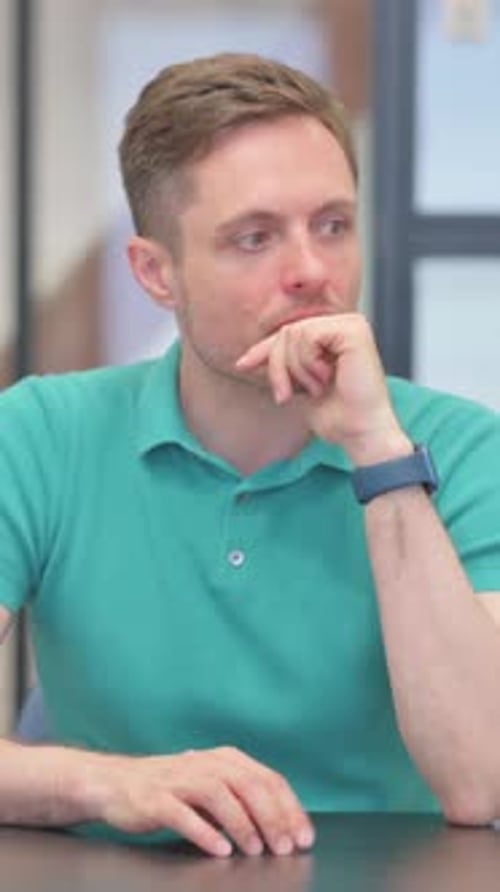 Pensive Mature Adult Man Brainstorming New Idea