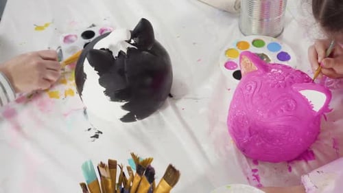 Painting Craft Pumpkin with Acrylic Paint for Halloween