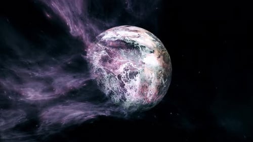 Cosmic Planet with Swirling Abstract Nebula Animation