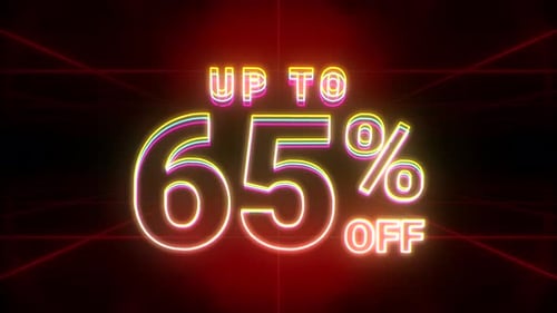 Up To 65 Percent Off Neon Sale Text Animation