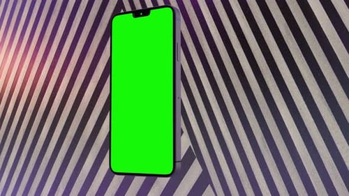 Animation 3D smartphone with Reflections of pink light and white lines