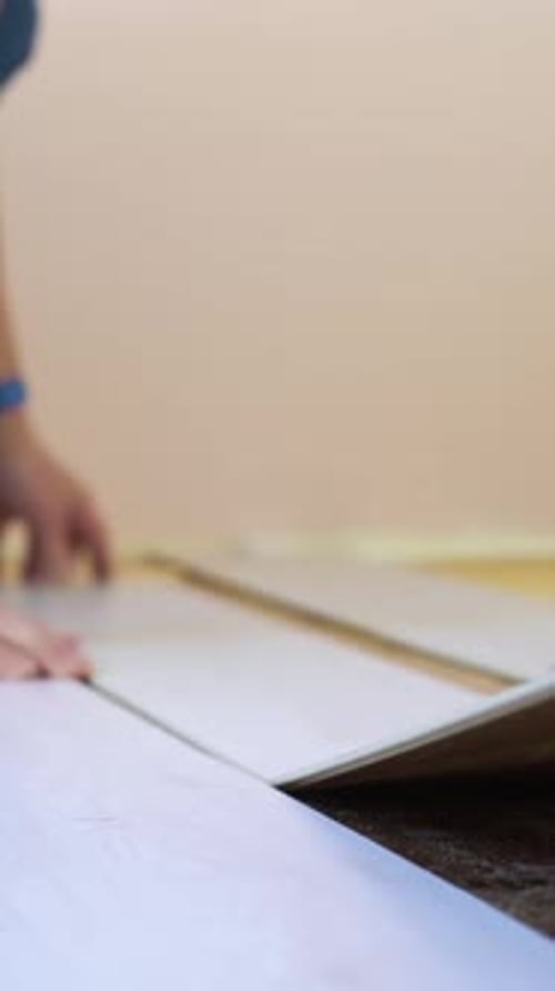 Installing White Vinyl Flooring with Barefoot