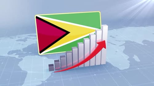 Guyana Economic Growth Bar Chart Graph Rising Red Arrow