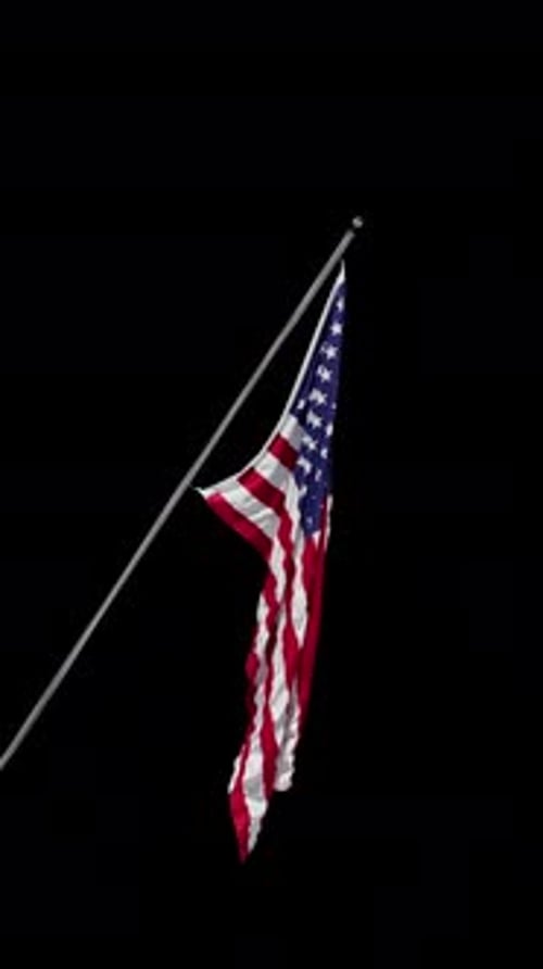 Realistic Waving United States Flag on Angled Flagpole