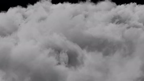 Voe sobre nuvens cinzentas e fofas. Canal Alpha