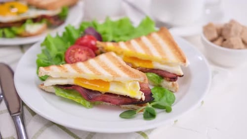 Grilled Cheese Sandwich with Bacon and Fried Egg