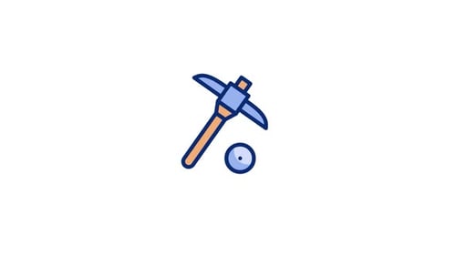 Animated Pickaxe Mining Digital Coin Icon