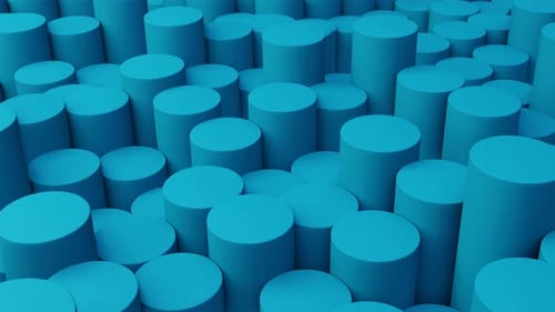 Abstract Blue Cylinders Rising and Falling Loop