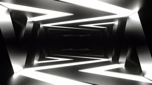 White Corridor Of Neon Curve Lines Background Vj Loop In 4K