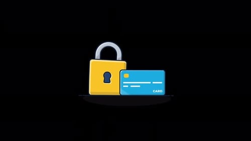 Lock with Bank Card Animation Video - Transparent