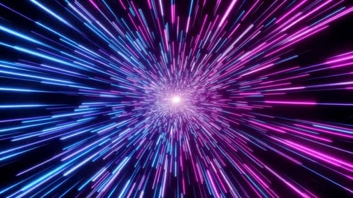 Graphiques animés abstraits de science-fiction hyperspatiaux bleu fluo et pur