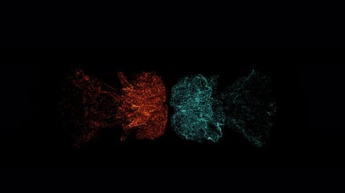 Colorful particles colliding video with alpha channel (the black background is transparent)