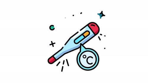 Animated Thermometer Icon with Celsius Temperature Reading