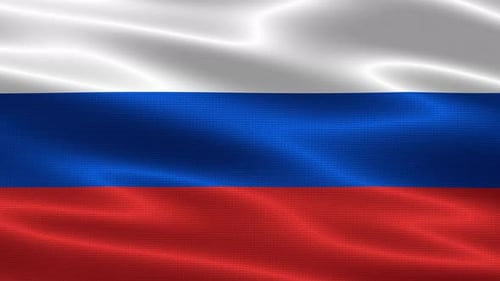 Realistic Waving Russian Flag with Fabric Texture