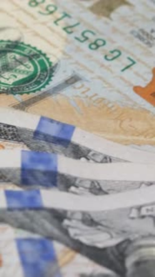 Stack of American Currency in Extreme Close Up