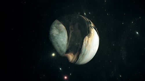 Abstract Split Planet Sphere Rotating in Space