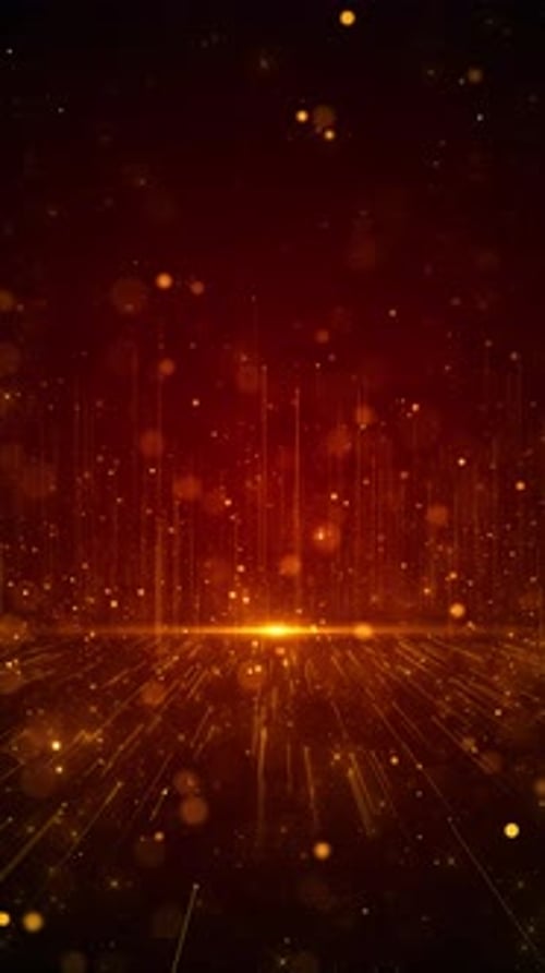 Red Golden sparkling luxury Bokeh particles raising shining golden floor particle stars dust Backgro