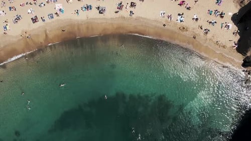 Aerial view of Playa de Papagayo beach, Spain.
