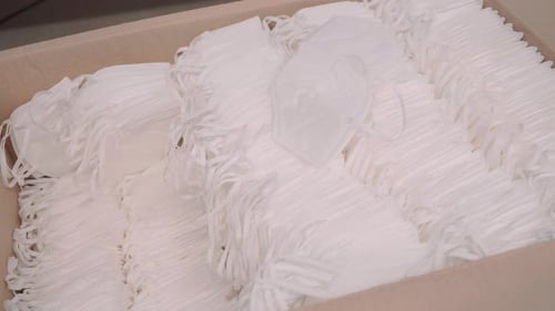 Carton of White Face Masks for Healthcare